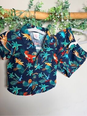 Old Navy Linen Blend Baby Boys Set Tropical Shirt and Shorts | 0-3m